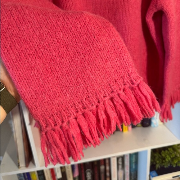 NWT Tory Burch Jennifer Sweater Hibiscus Flower Cropped Fringe Turtleneck Medium - Picture 8 of 9